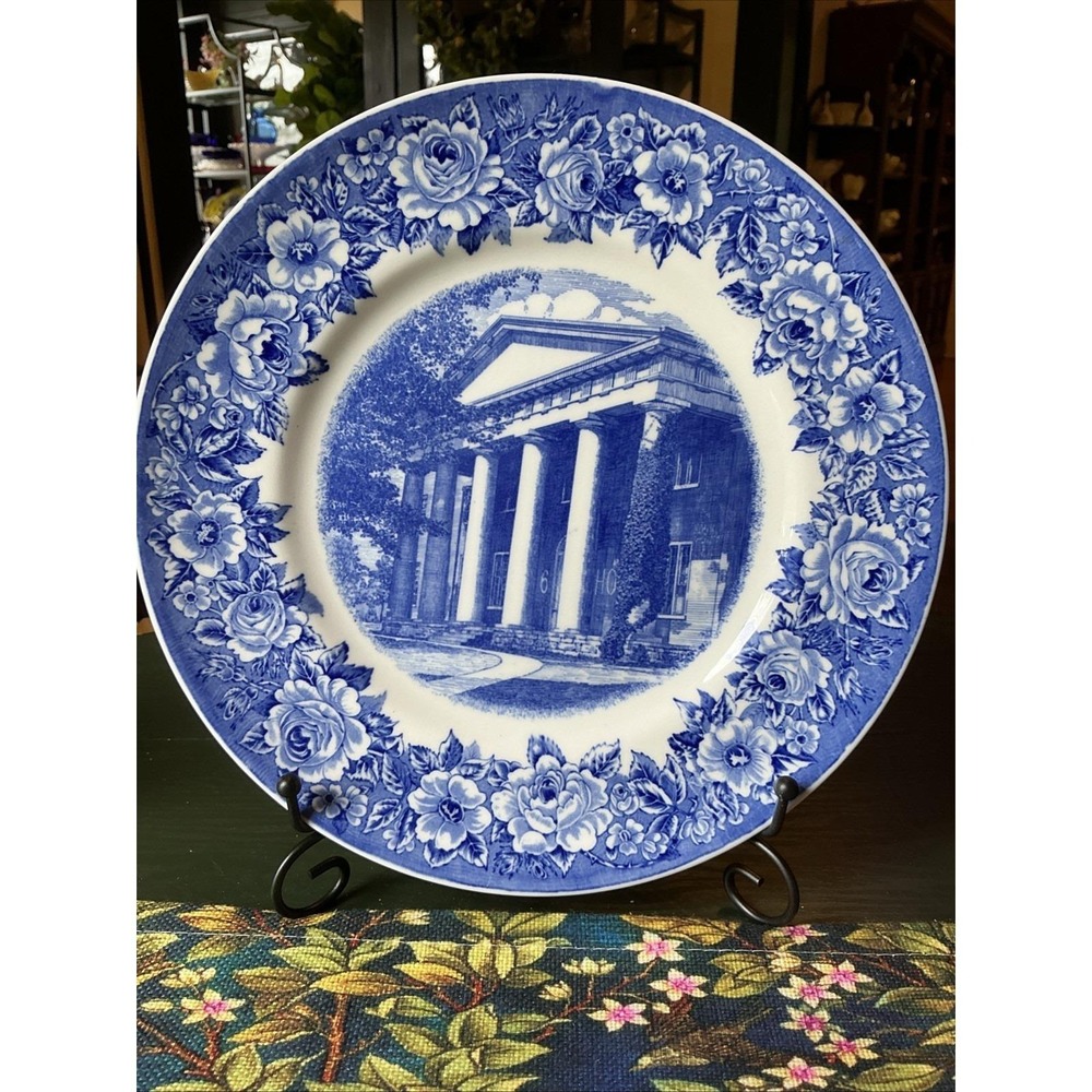 VTG 1931 Shenango China Old Centre College 10.25" Dinner Plate Blue White